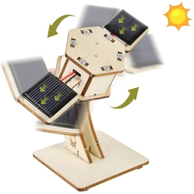 DIY ROTATING SOLAR SATELLITE - 3D WOODEN PUZZLE BUILDING TOY,STEM EDUCATIONAL SCIENCE CRAFT MODEL KIT FOR KIDS AGES 8-12,INSPIRE CREATIVITY FOR BOYS AND GIRLS - Image 1